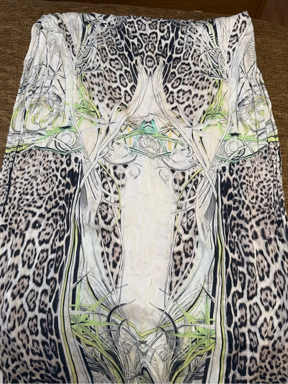 Vintage Roberto Cavalli Animal Print & Neon Trim Scarf
